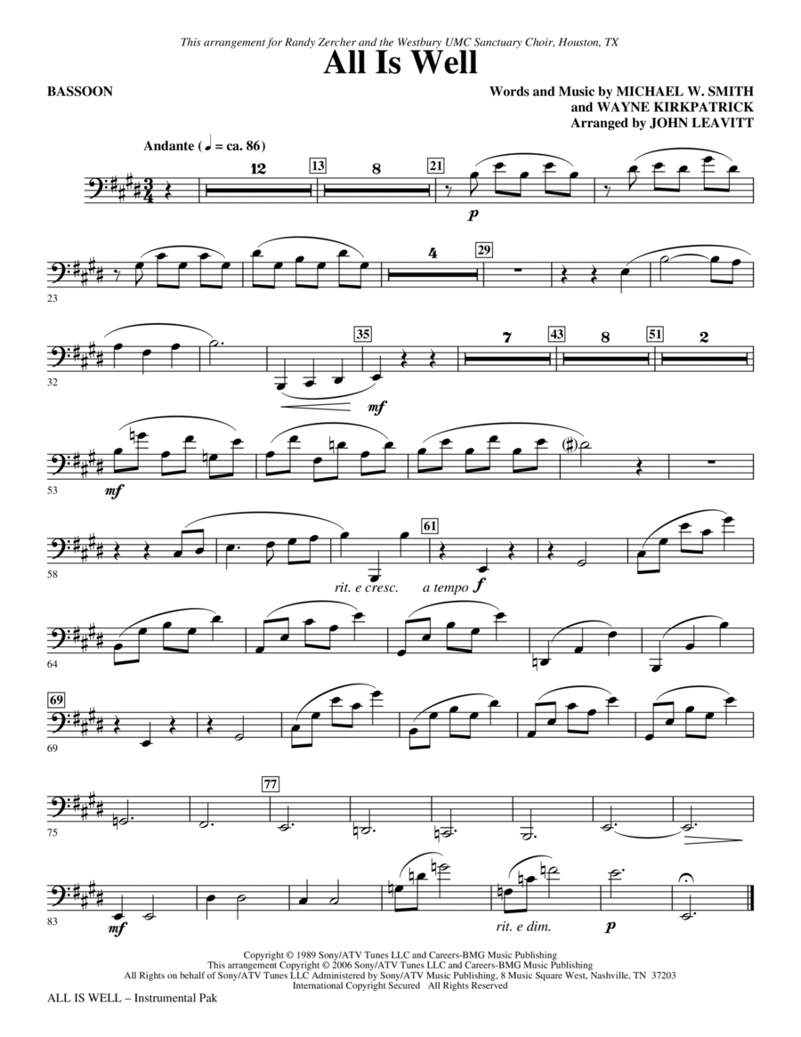 All Is Well - Bassoon Choir scores gallery preview page 1
