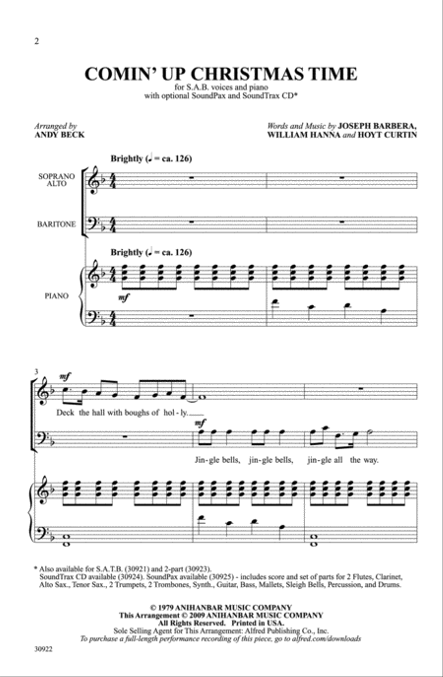 Comin' Up Christmas Time 3-Part scores gallery preview page 2