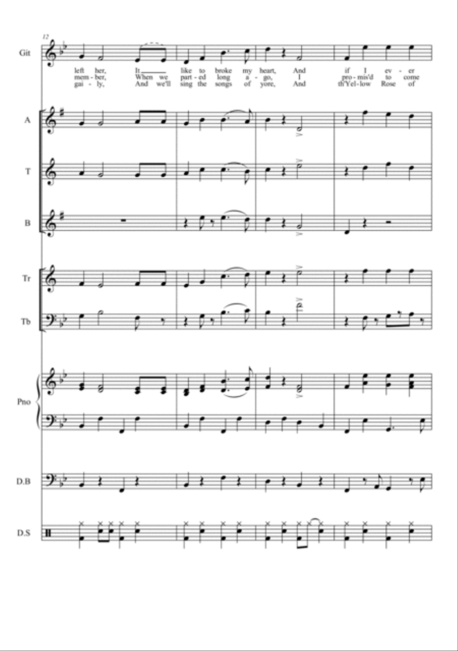 Yellow Rose of Texas Piano, Vocal, Guitar scores gallery preview page 4