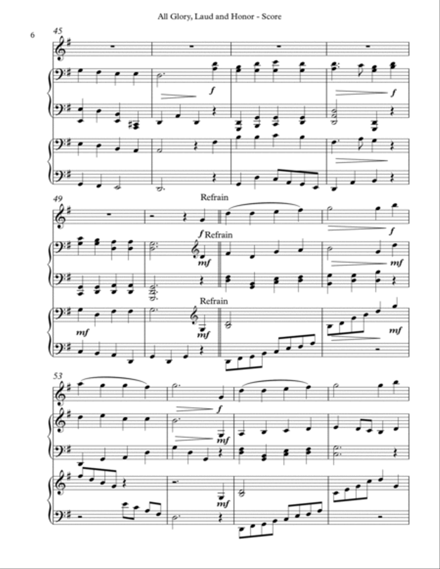 All Glory, Laud and Honor Trio for Violin, Harp and Piano Pedal Harp scores gallery preview page 6