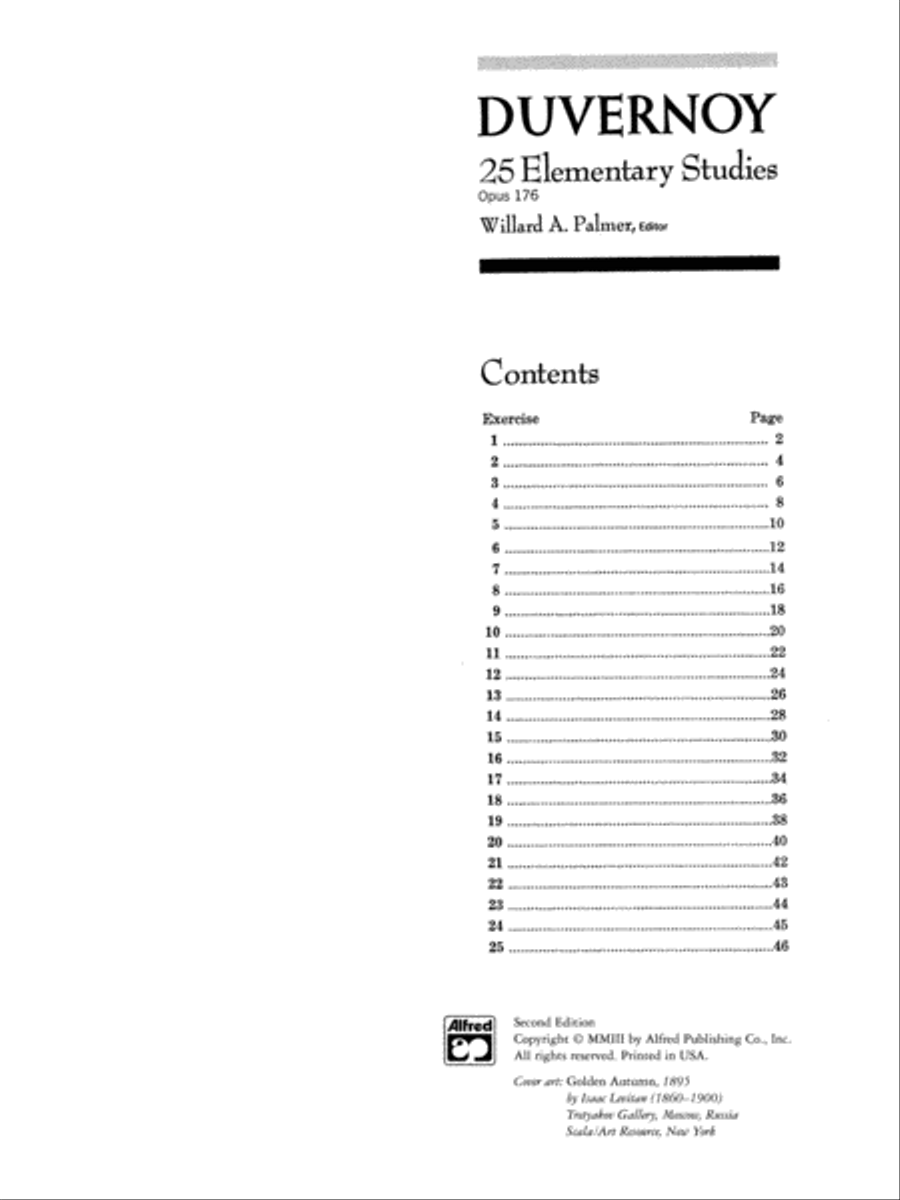 Duvernoy -- 25 Elementary Studies, Op. 176