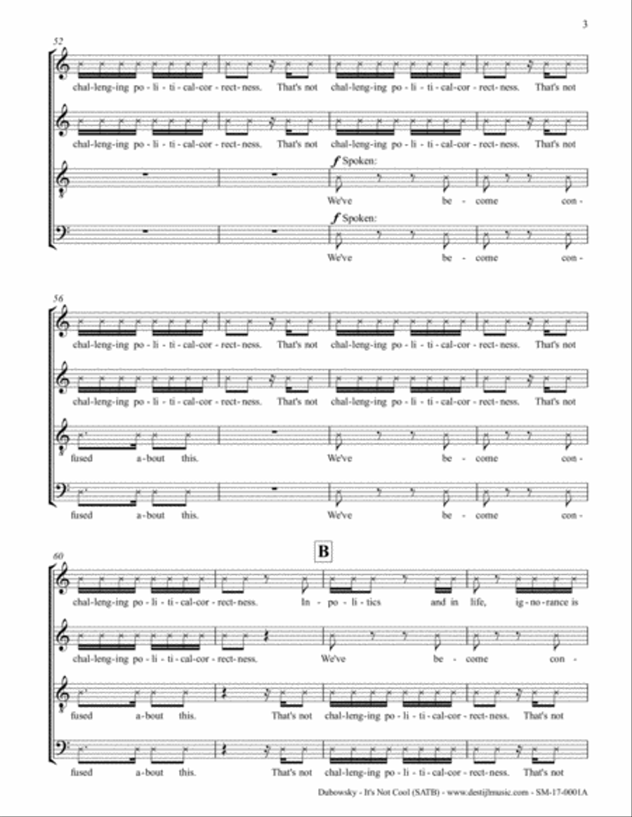 It's Not Cool (SATB)