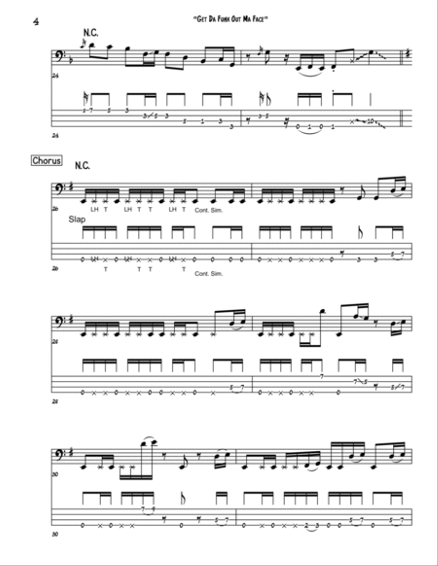 Get Da Funk Out Ma Face Bass Guitar scores gallery preview page 4
