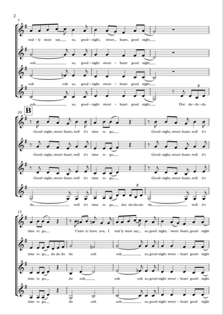 Goodnight, Sweetheart, Goodnight (goodnight, It's Time To Go) SSAA scores gallery preview page 2