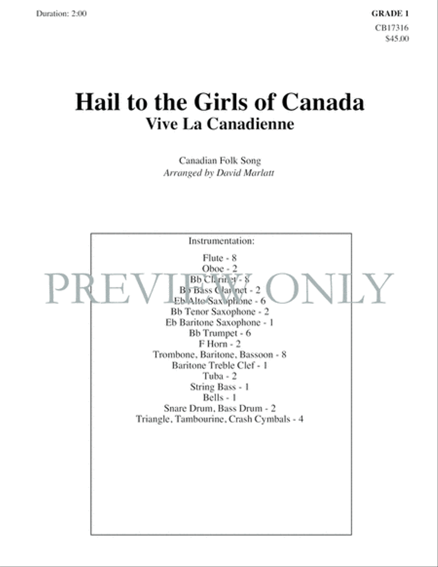 Hail to the Girls of Canada Concert Band scores gallery preview page 2