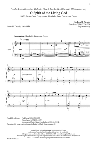 O Spirit of the Living God (Downloadable Choral Score)