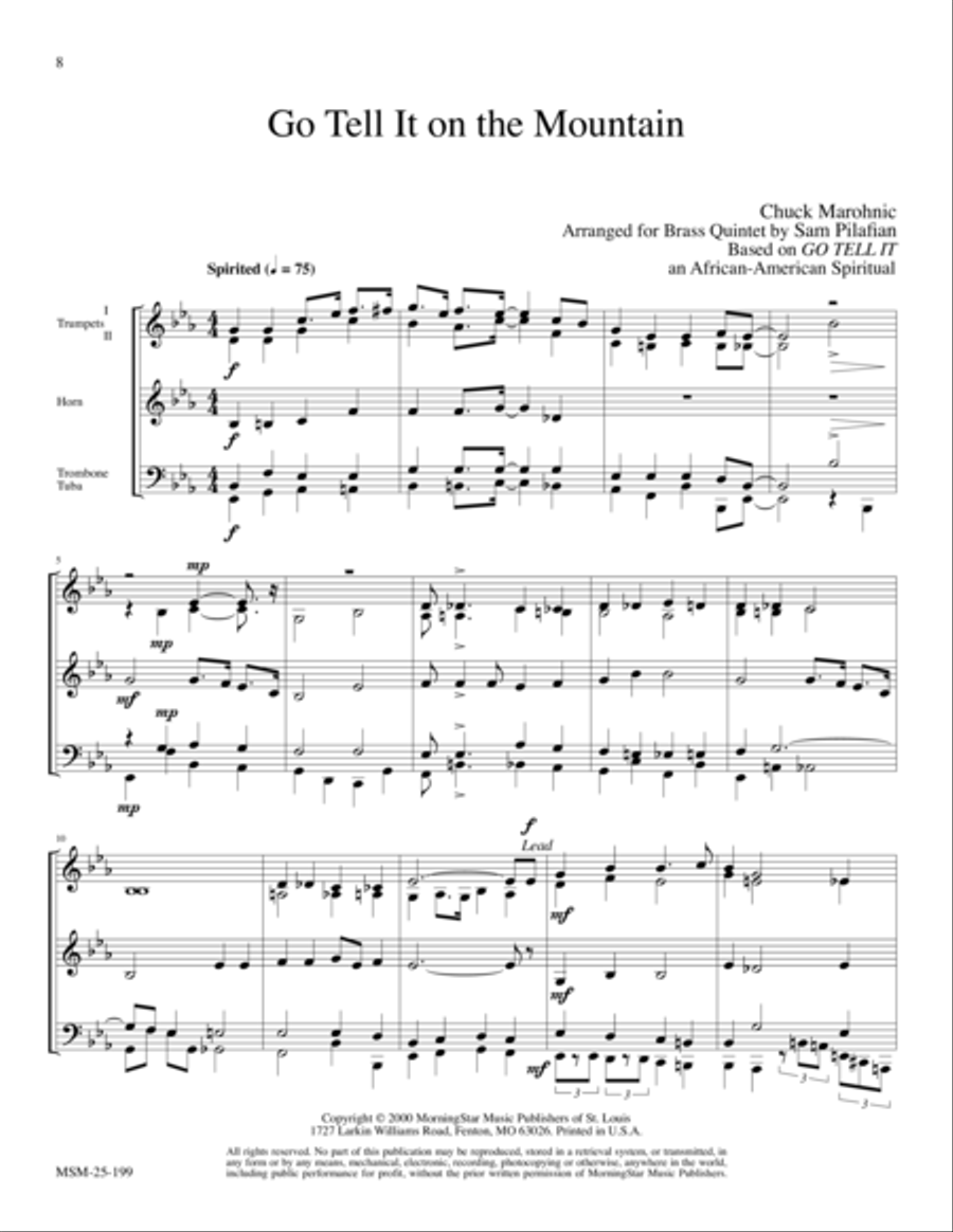 Go Tell It on the Mountain (Go Tell It) Brass Quintet scores gallery preview page 1