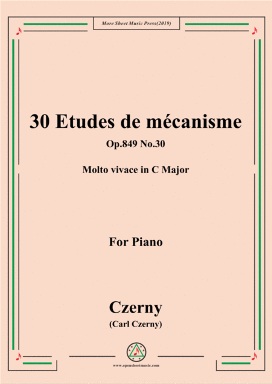 Czerny-30 Etudes de mécanisme,Op.849 No.30,Molto vivace in C Major,for Piano