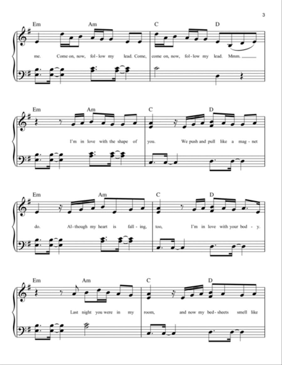 Shape Of You Easy Piano scores gallery preview page 3