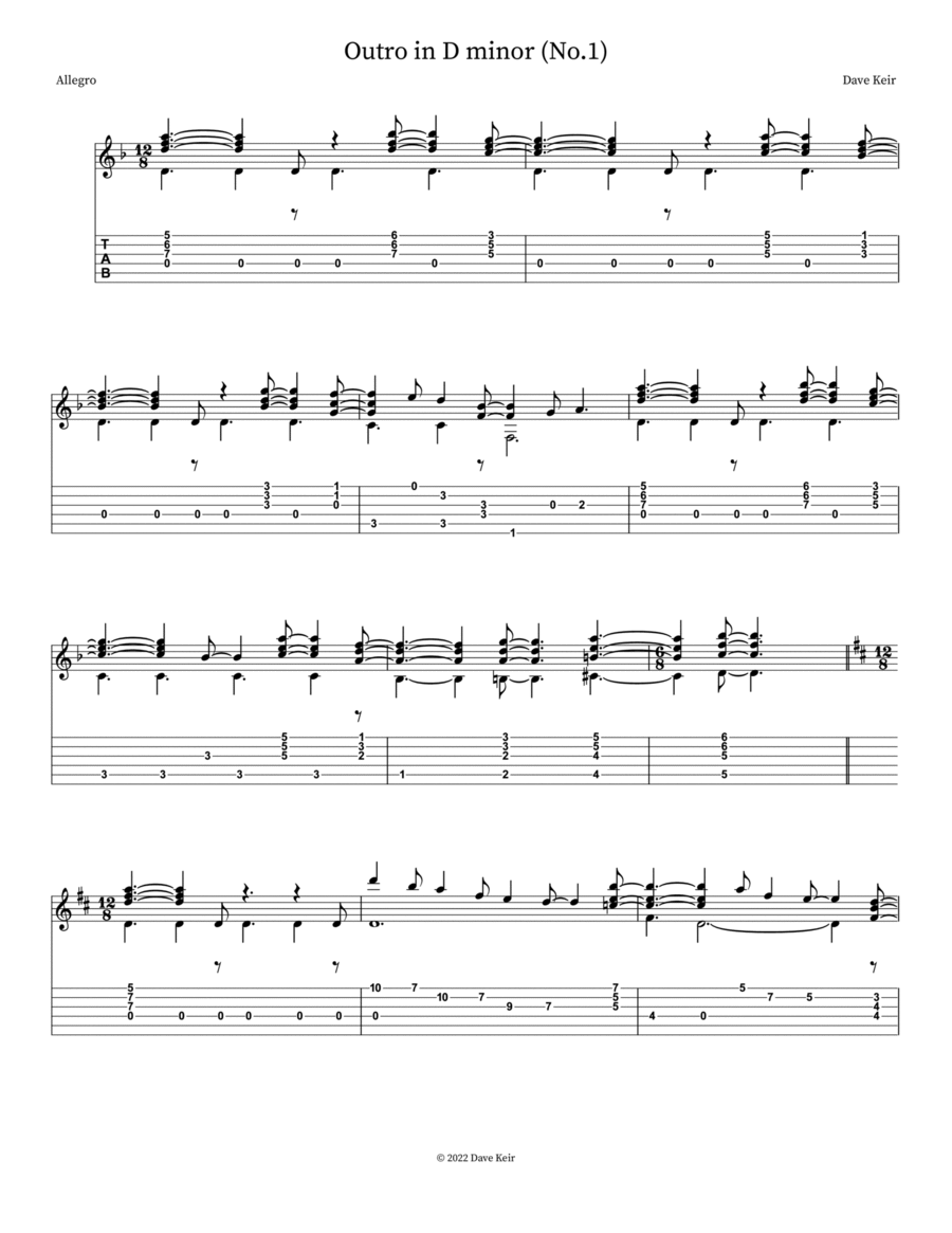 Outro in D minor (No.1) Outro in D minor (No.1) Part scores gallery preview page 1