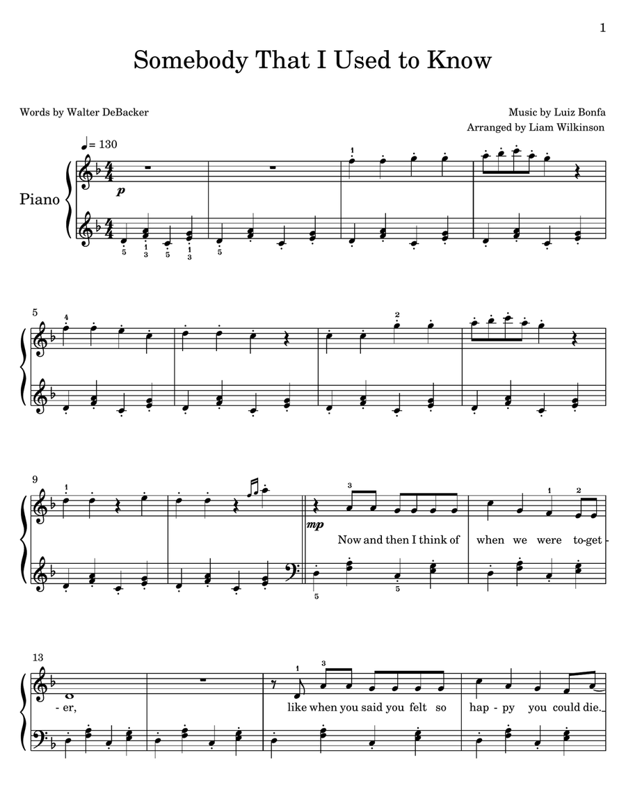 Somebody That I Used To Know Easy Piano scores gallery preview page 1