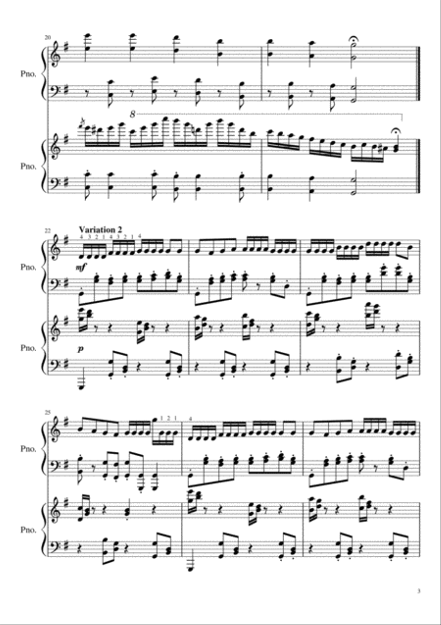 Once In Royal David's City variations for two pianos 2 Pianos, 4-Hands scores gallery preview page 3
