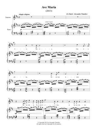 Ave Maria - Bach/Timofeev (for Soprano and Piano)