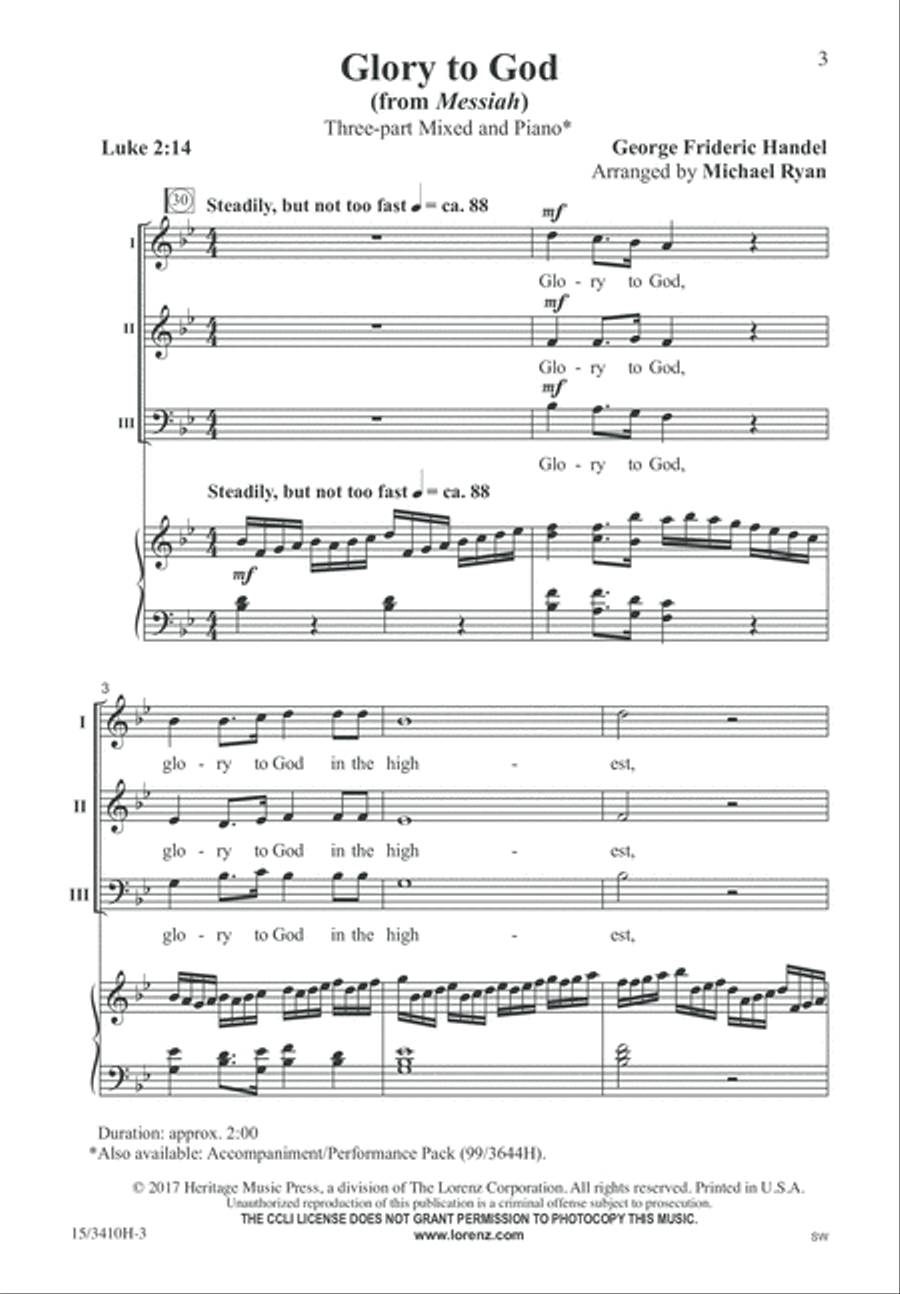 Glory to God Glory to God 3-Part scores gallery preview page 3
