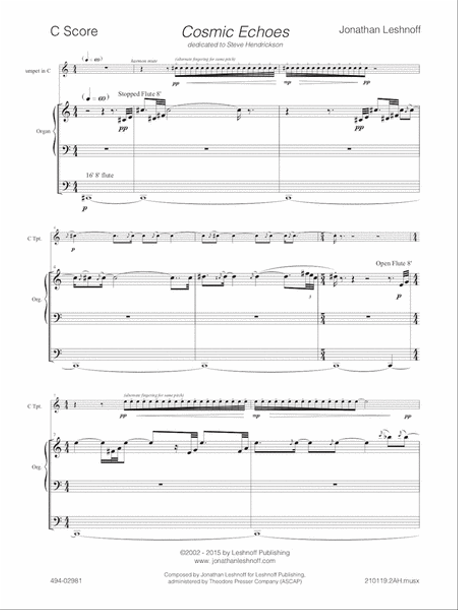 Cosmic Echoes Chamber Music scores gallery preview page 2