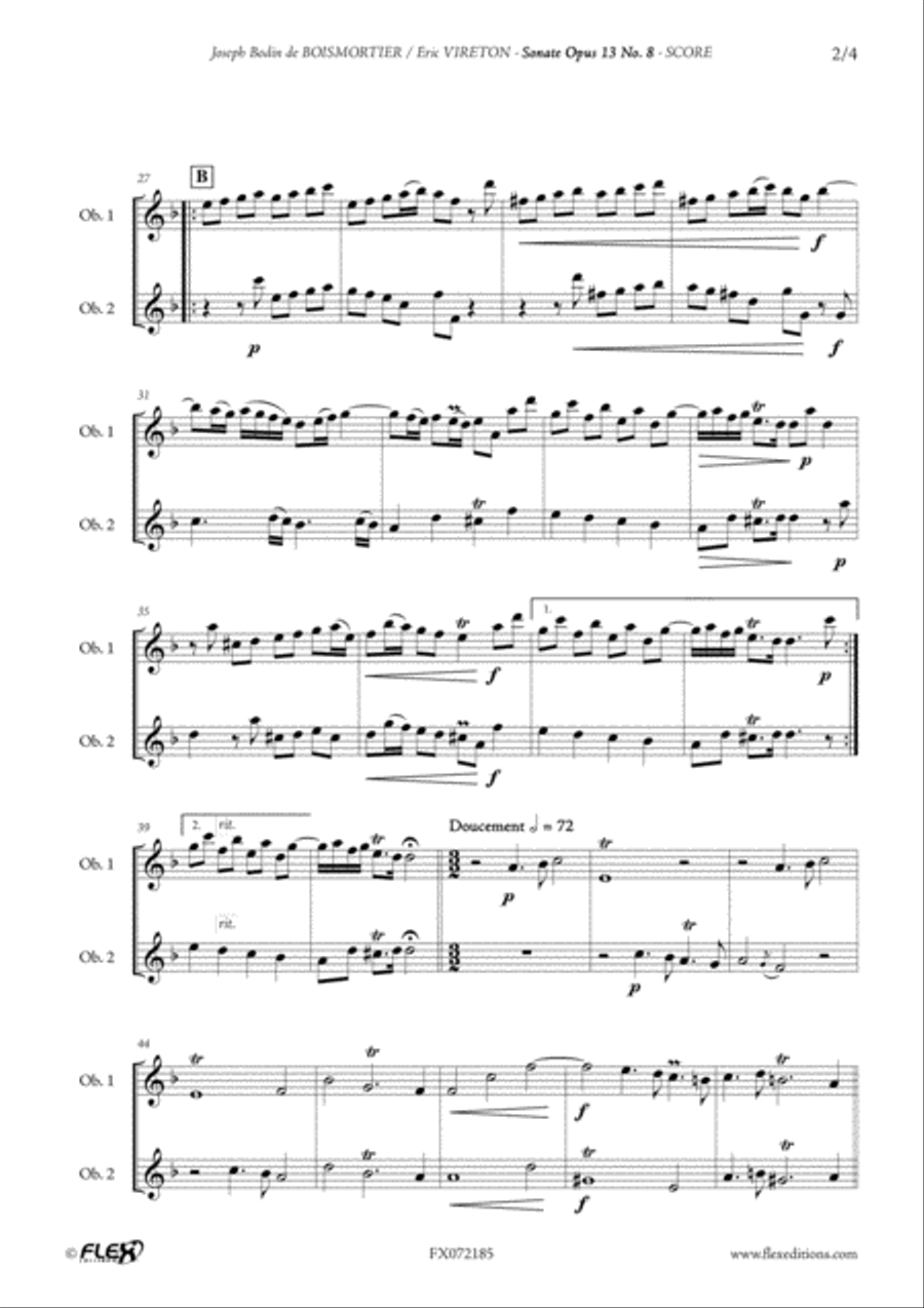 Sonata Opus 13 No. 8 Sonata Opus 13 No. 8 Woodwind Duet scores gallery preview page 3