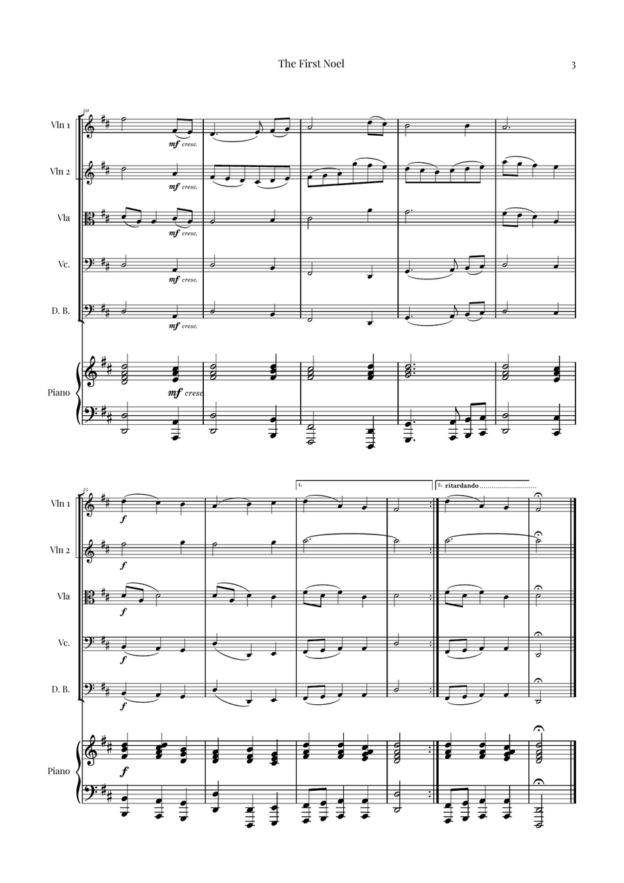 The First Noel | BEAUTIFUL Christmas Classic String Orchestra scores gallery preview page 3
