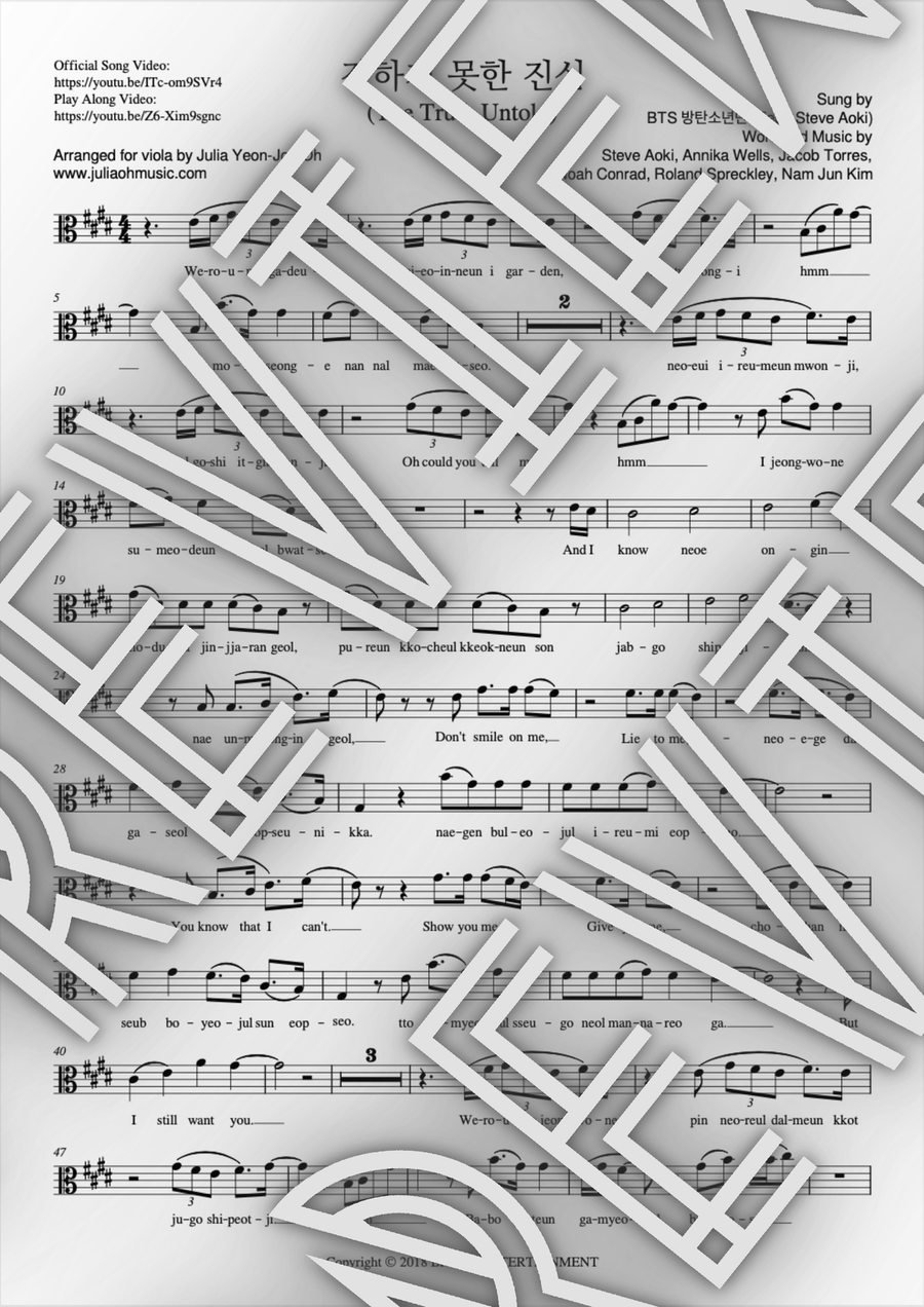 The Truth Untold Viola Solo scores gallery preview page 1