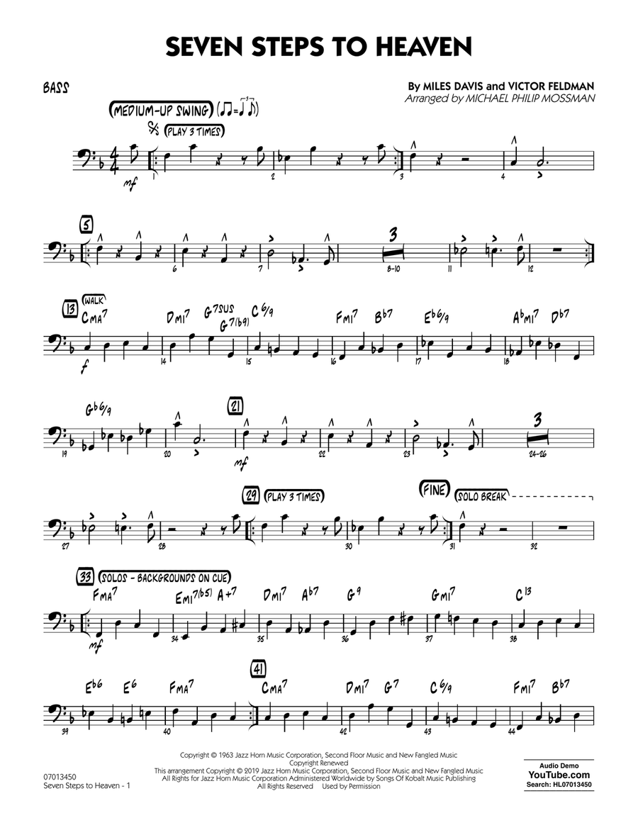 Seven Steps to Heaven (arr. Michael Philip Mossman) - Bass
