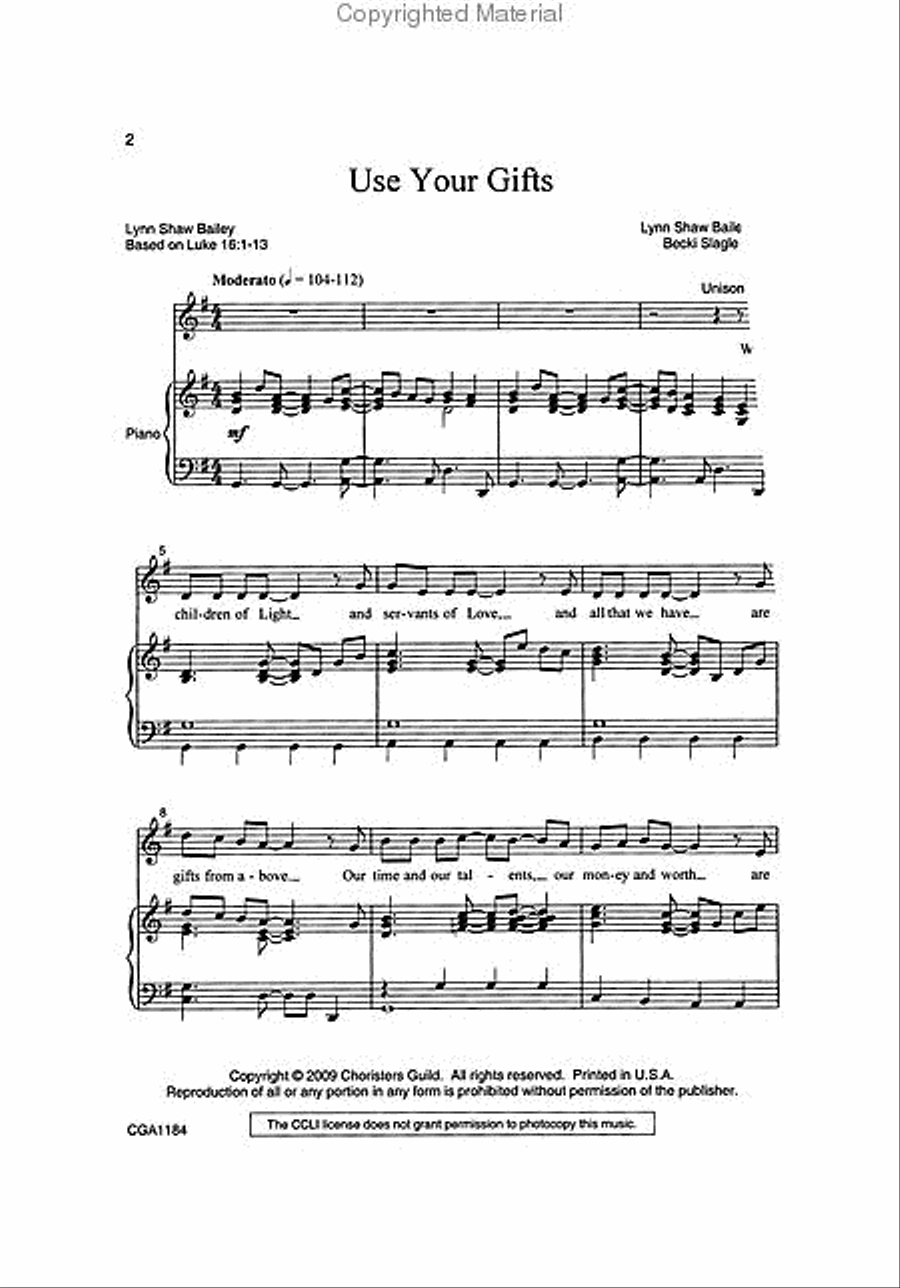 Use Your Gifts Use Your Gifts 2-Part scores gallery preview page 2