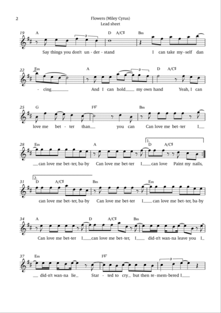 Flowers Easy Piano scores gallery preview page 2
