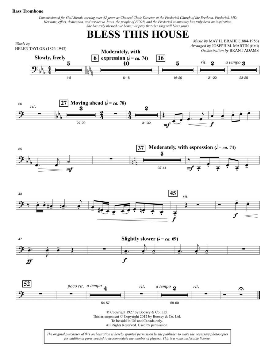 Bless This House - Bass Trombone Choir scores gallery preview page 1