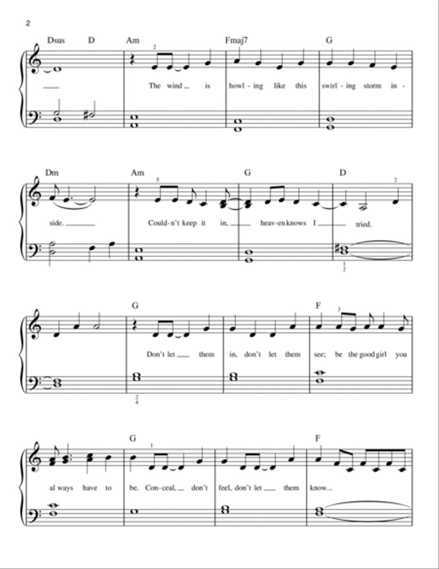 Let It Go (from Frozen) Easy Piano scores gallery preview page 2