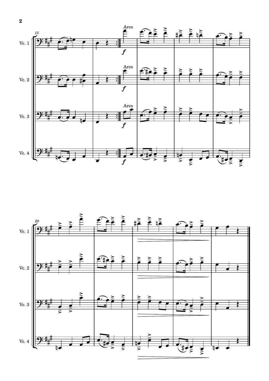 Wichtige Begebenheit arranged for Cello Ensemble (4 Cellos) String Quartet scores gallery preview page 2
