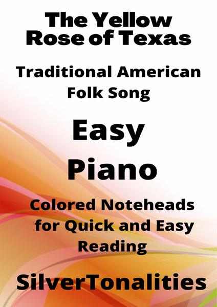 The Yellow Rose of Texas Easy Piano Sheet Music Colored Notation