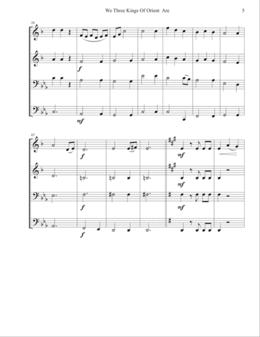 We Three Kings of Orient Are-Brass Quartet Brass Quartet scores gallery preview page 6
