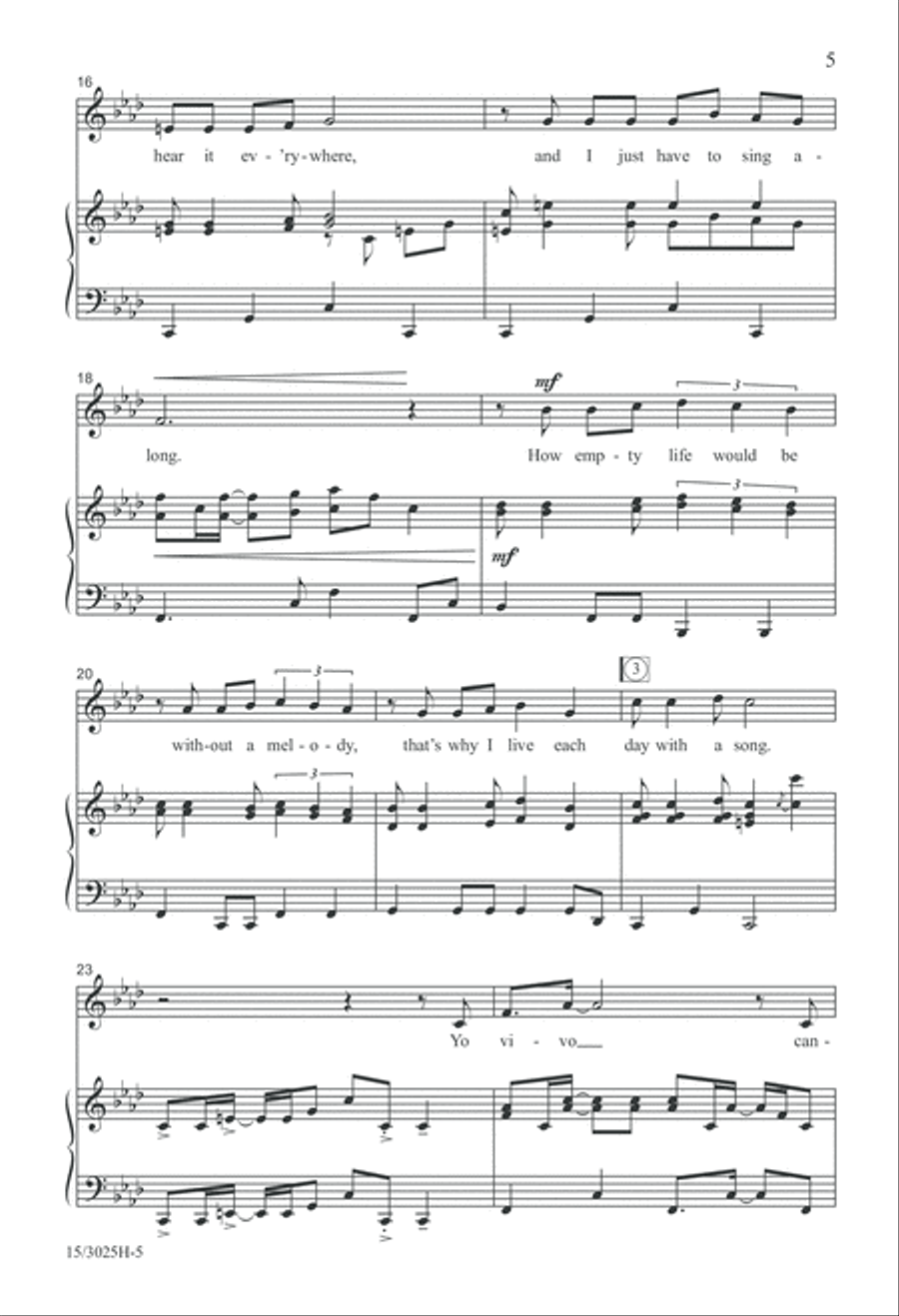 Yo Vivo Cantando! Unison Choir scores gallery preview page 5