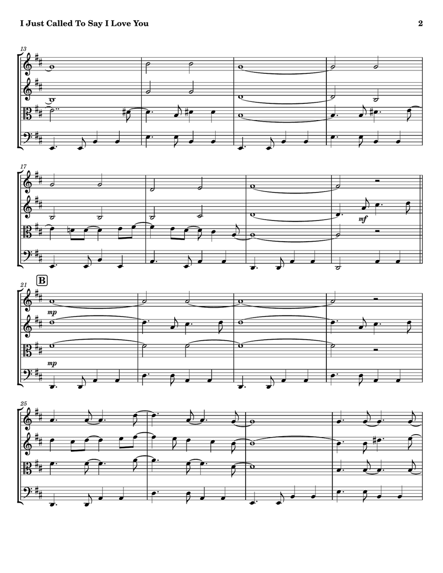I Just Called To Say I Love You String Quartet scores gallery preview page 2