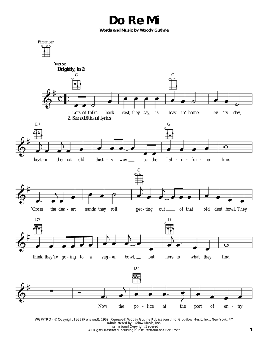 Do Re Mi Ukulele scores gallery preview page 1