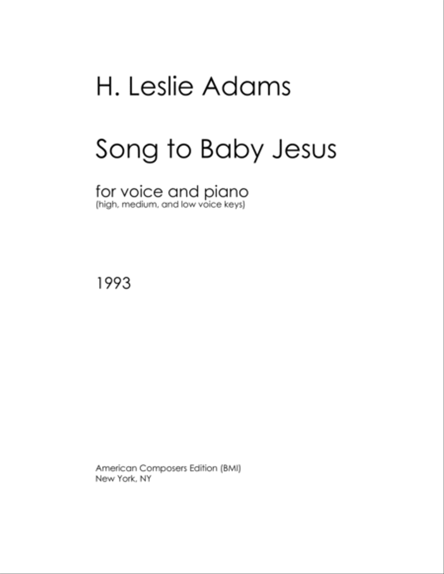 [Adams] Song to Baby Jesus (from Daybirth) Voice scores gallery preview page 3