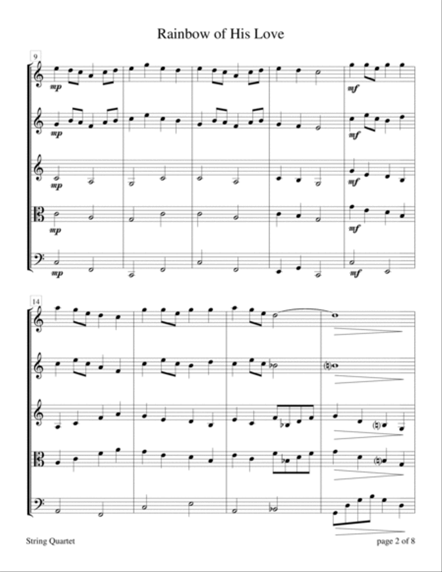 Rainbow of His Love (for String Quartet) String Quartet scores gallery preview page 6