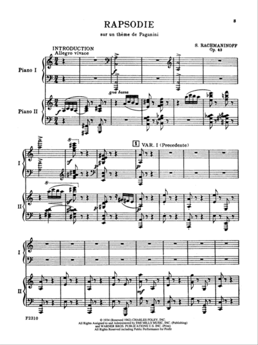 Rhapsody On A Theme By Paganini, Opus 43 Small Ensemble scores gallery preview page 2