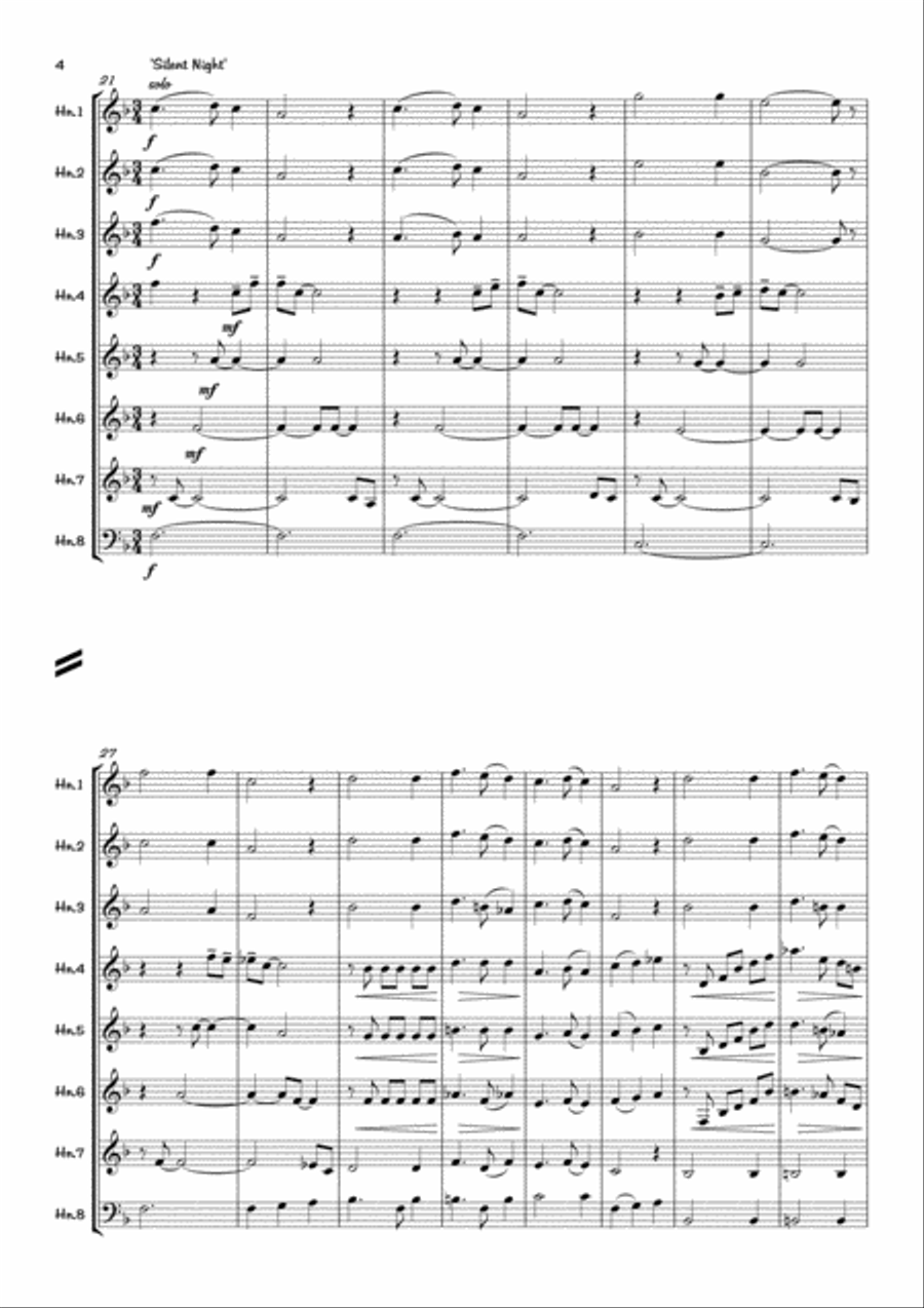 The Christmas Horn Spirit // French Horn Octet Brass Ensemble scores gallery preview page 4