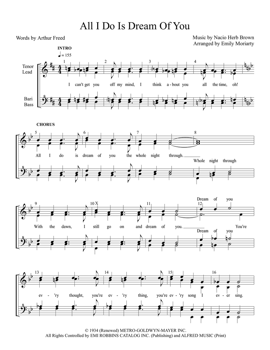 All I Do Is Dream Of You SSAA scores gallery preview page 1