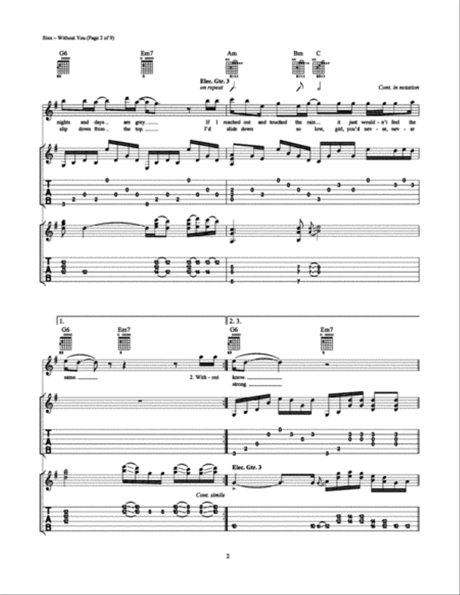 Without You Electric Guitar scores gallery preview page 2