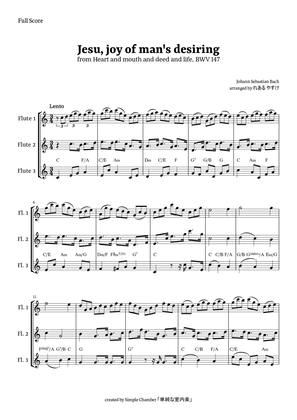 Jesu, Joy of Man’s Desiring for Flute Trio by Bach BWV 147