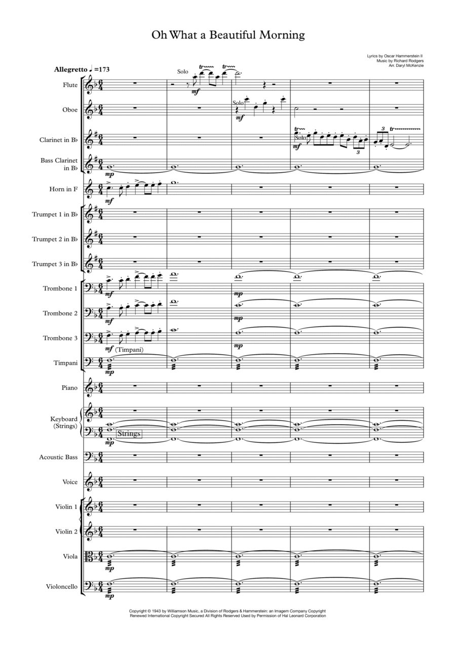 Oh, What A Beautiful Mornin' Flute scores gallery preview page 1