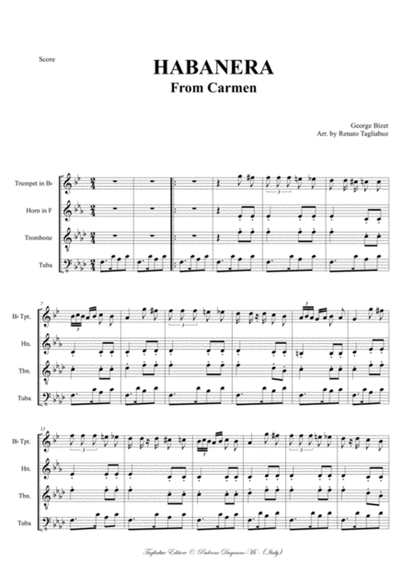 HABANERA - From Carmen - For Brass Quartet image number null