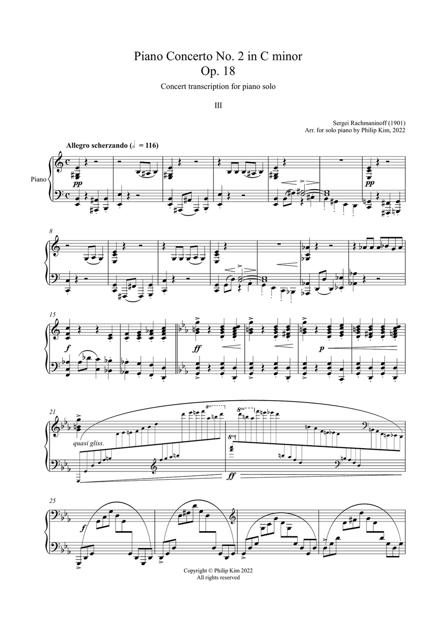 Rachmaninoff Piano Concerto No. 2 Op. 18 Concert Transcription for Solo Piano (Third Movement) Piano Solo scores gallery preview page 2