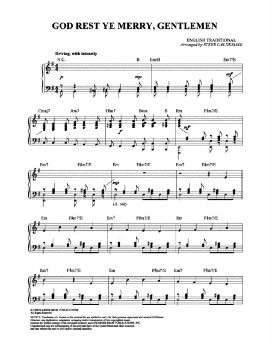 God Rest Ye Merry, Gentlemen Piano Solo scores gallery preview page 1