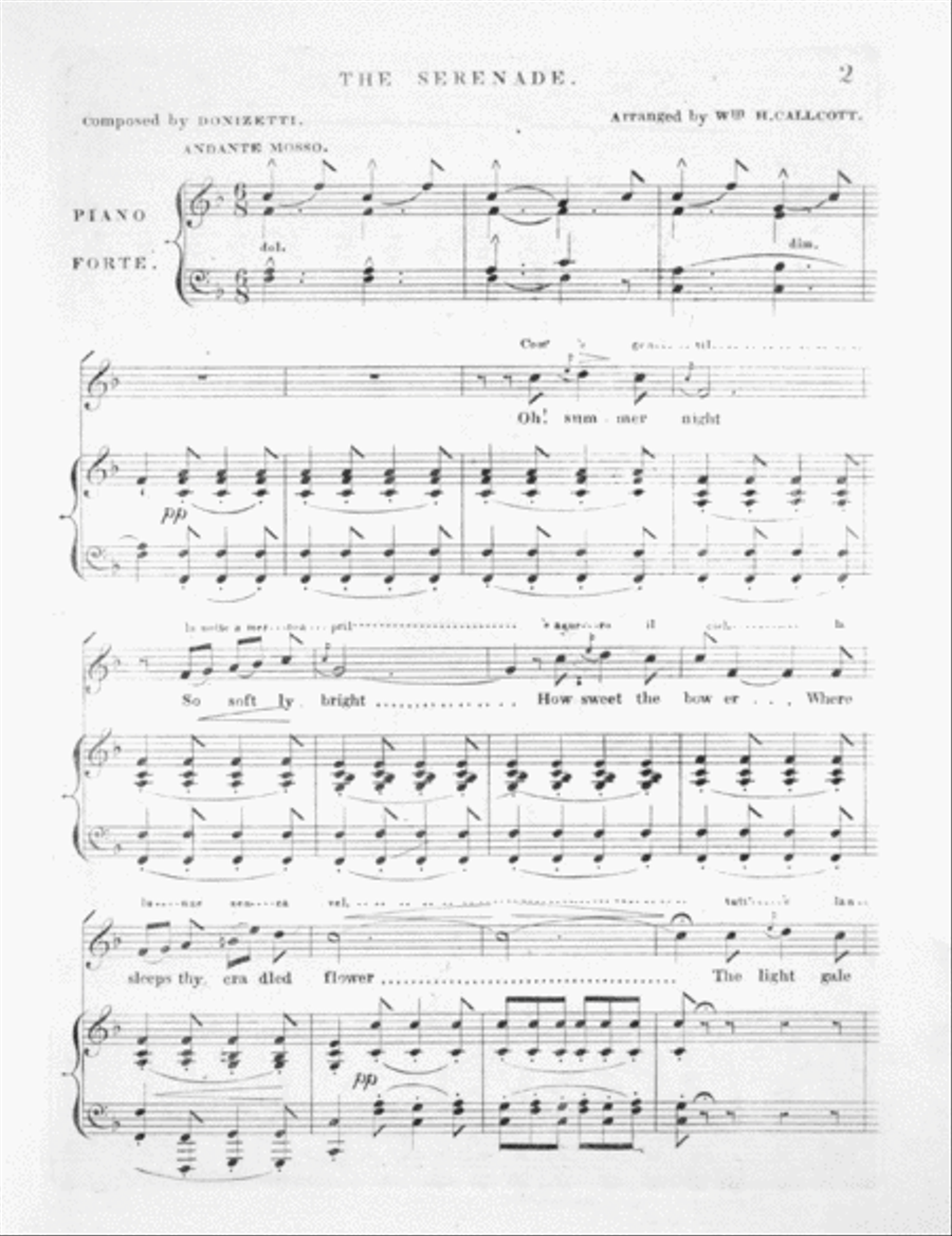 Com' `E Gentil. Oh Summer Night. The Celebrated Serenade in the Opera of Don Pasquale Voice scores gallery preview page 2
