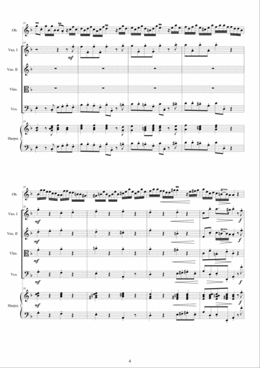 Marcello - Oboe concerto in D minor for Oboe, Strings and Continuo - Score and Parts String Orchestra scores gallery preview page 4