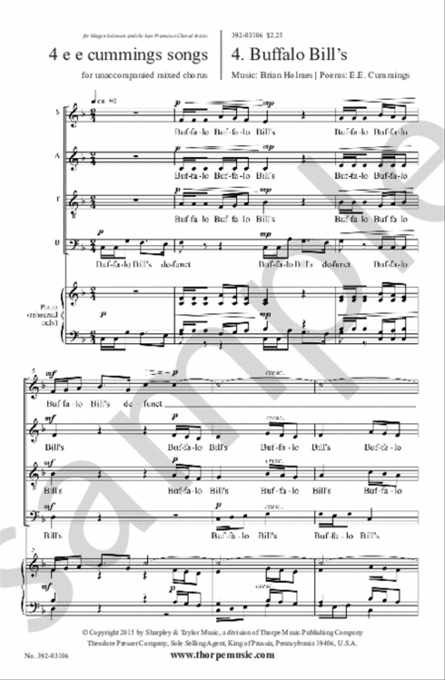 4 e e cummings Songs 4-Part scores gallery preview page 1