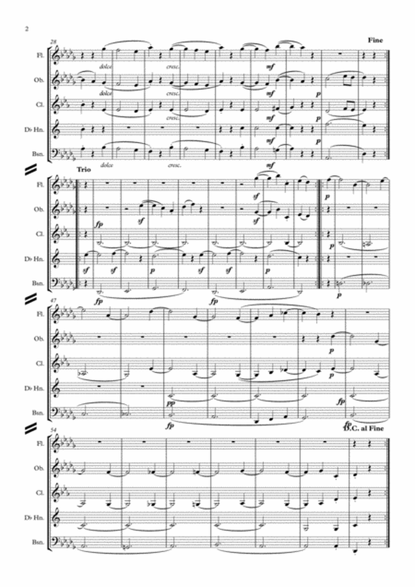 Beethoven: Piano Sonata No.14 in C sharp min.Op 27 No.2 (Moonlight) Mvt.II Allegretto - wind quintet image number null