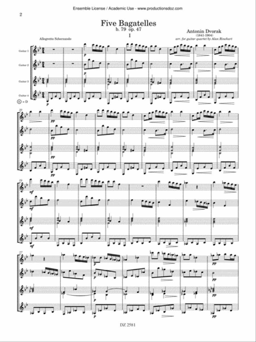 Five Bagatelles Guitar Ensemble scores gallery preview page 2