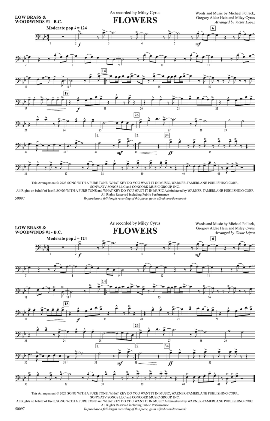 Flowers: Low Brass & Woodwinds #1 - Bass Clef